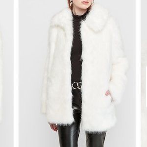NWT express white faux fur coat Sz M